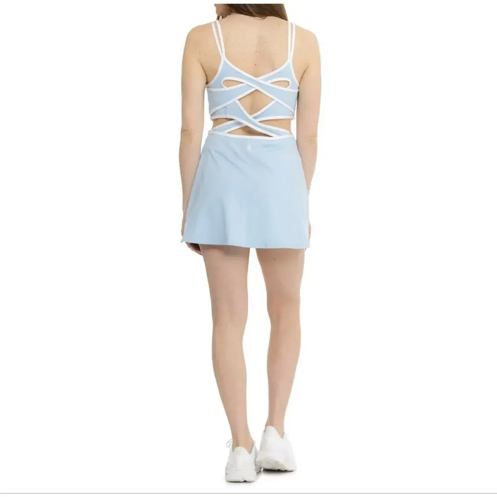 Free People Movement One More‎ Serve Dress Womens L Light Blue Retail $108